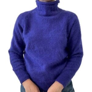 Vintage Aziza Womens Purple Angora Rabbit Ultra Fluffy Soft Fuzzy Sweater Sz S
